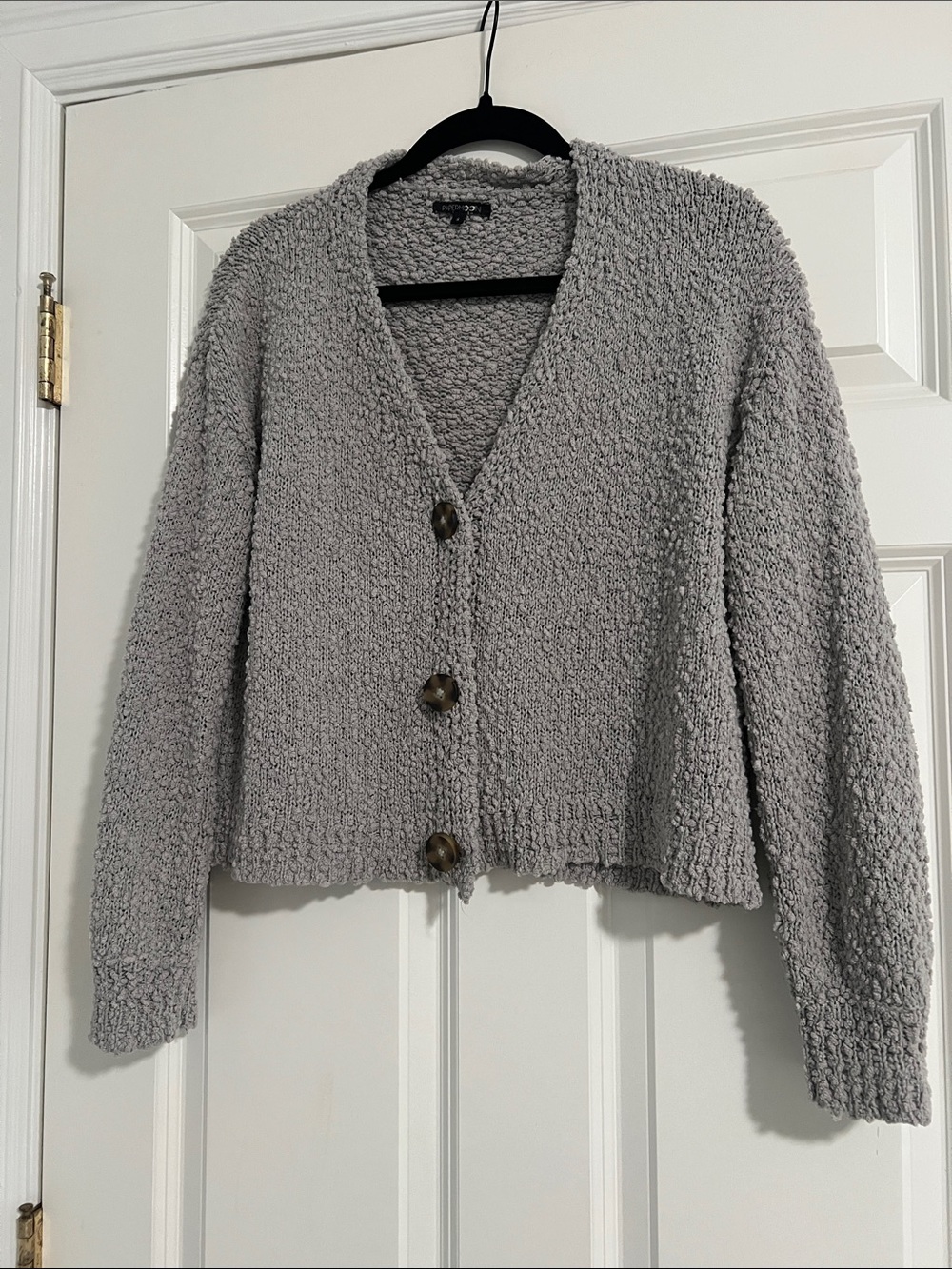 Papermoon Light Gray  Knit Button Cardigan